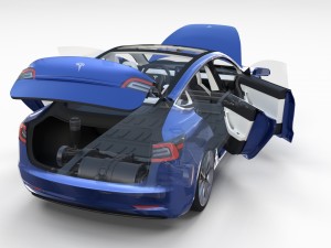 tesla model 3 with interior and chassis 3D 模型