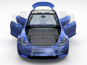 tesla model 3 with interior and chassis 3D 模型