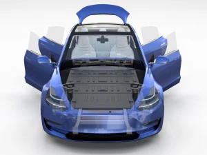 tesla model 3 with interior and chassis 3D Model