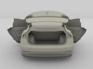 tesla model 3 with interior and chassis 3D Model