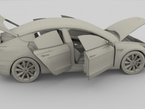 tesla model 3 with interior and chassis 3D 模型