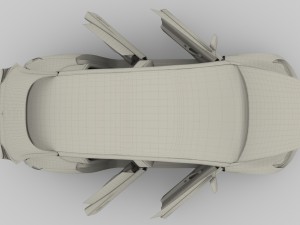 tesla model 3 with interior and chassis 3D 模型