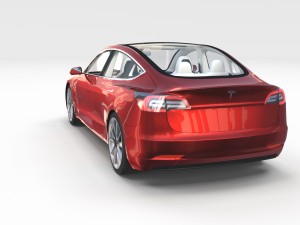 tesla model 3 red with interior and chassis 3D Модель