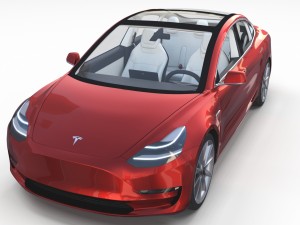 tesla model 3 red with interior and chassis 3D Модель
