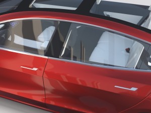 tesla model 3 red with interior and chassis 3D Модель