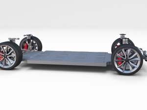 tesla model 3 red with interior and chassis 3D Модель