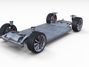 tesla model 3 red with interior and chassis 3D Модель