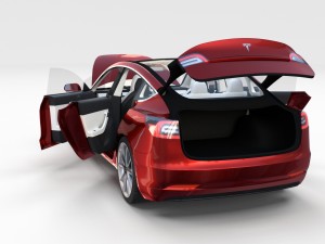 tesla model 3 red with interior and chassis 3D Модель