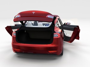 tesla model 3 red with interior and chassis 3D Модель