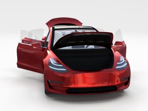 tesla model 3 red with interior and chassis 3D Модель