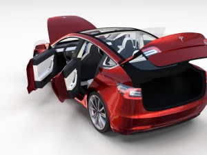 tesla model 3 red with interior and chassis 3D Модель