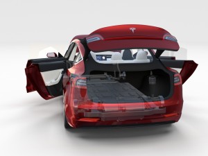 tesla model 3 red with interior and chassis 3D Модель