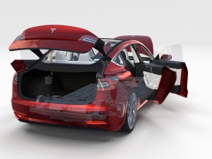 tesla model 3 red with interior and chassis 3D Модель