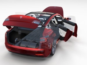 tesla model 3 red with interior and chassis 3D Модель