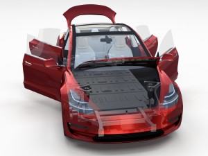 tesla model 3 red with interior and chassis 3D Модель