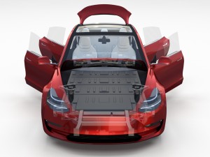tesla model 3 red with interior and chassis 3D Модель