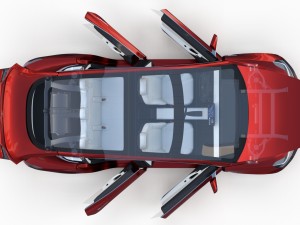 tesla model 3 red with interior and chassis 3D Модель