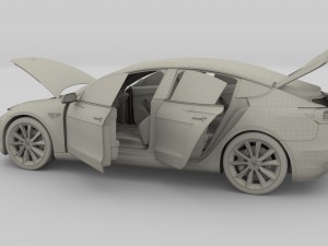 tesla model 3 red with interior and chassis 3D Модель