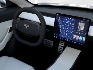 tesla model 3 silver with interior and chassis 3D Model