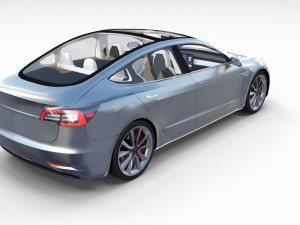tesla model 3 silver with interior and chassis 3D Model