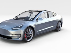 tesla model 3 silver with interior and chassis 3D Model