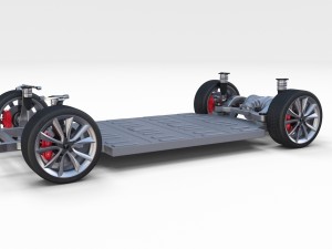 tesla model 3 silver with interior and chassis 3D Model