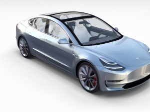 tesla model 3 silver with interior and chassis 3D Model
