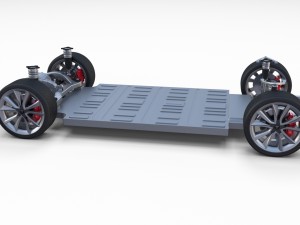 tesla model 3 silver with interior and chassis 3D Model