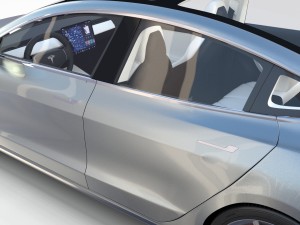 tesla model 3 silver with interior and chassis 3D Model