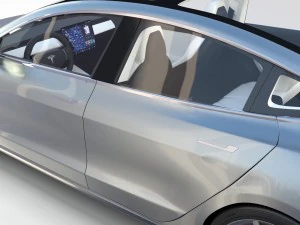 tesla model 3 silver with interior and chassis 3D Model