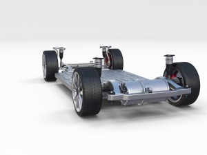 tesla model 3 silver with interior and chassis 3D Model