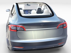 tesla model 3 silver with interior and chassis 3D Model