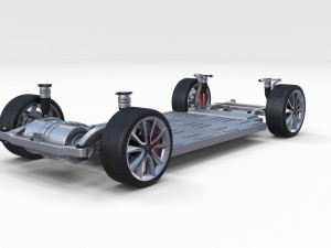 tesla model 3 silver with interior and chassis 3D Model