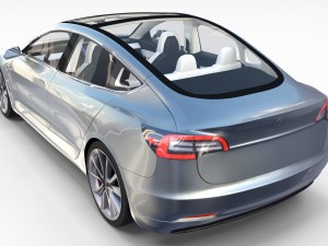 tesla model 3 silver with interior and chassis 3D Model