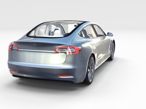 tesla model 3 silver with interior and chassis 3D Model