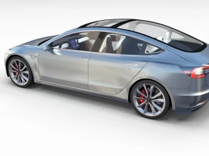 tesla model 3 silver with interior and chassis 3D Model