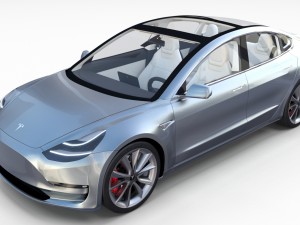 tesla model 3 silver with interior and chassis 3D Model
