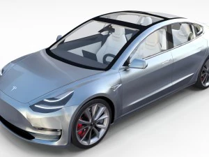 tesla model 3 silver with interior and chassis 3D Model