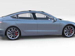 tesla model 3 silver with interior and chassis 3D Model