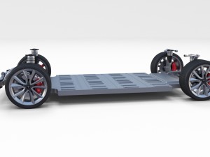 tesla model 3 silver with interior and chassis 3D Model