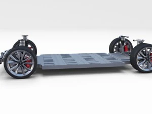 tesla model 3 silver with interior and chassis 3D Model