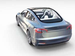 tesla model 3 silver with interior and chassis 3D Model