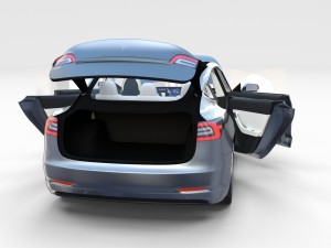 tesla model 3 silver with interior and chassis 3D Model
