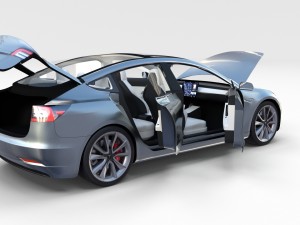 tesla model 3 silver with interior and chassis 3D Model