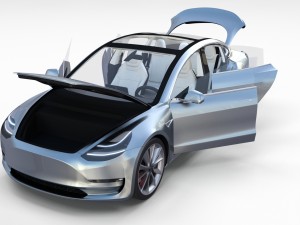 tesla model 3 silver with interior and chassis 3D Model