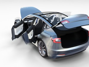 tesla model 3 silver with interior and chassis 3D Model