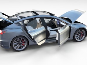 tesla model 3 silver with interior and chassis 3D Model
