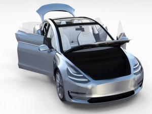 tesla model 3 silver with interior and chassis 3D Model