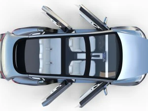 tesla model 3 silver with interior and chassis 3D Model
