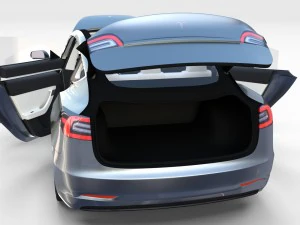 tesla model 3 silver with interior and chassis 3D Model